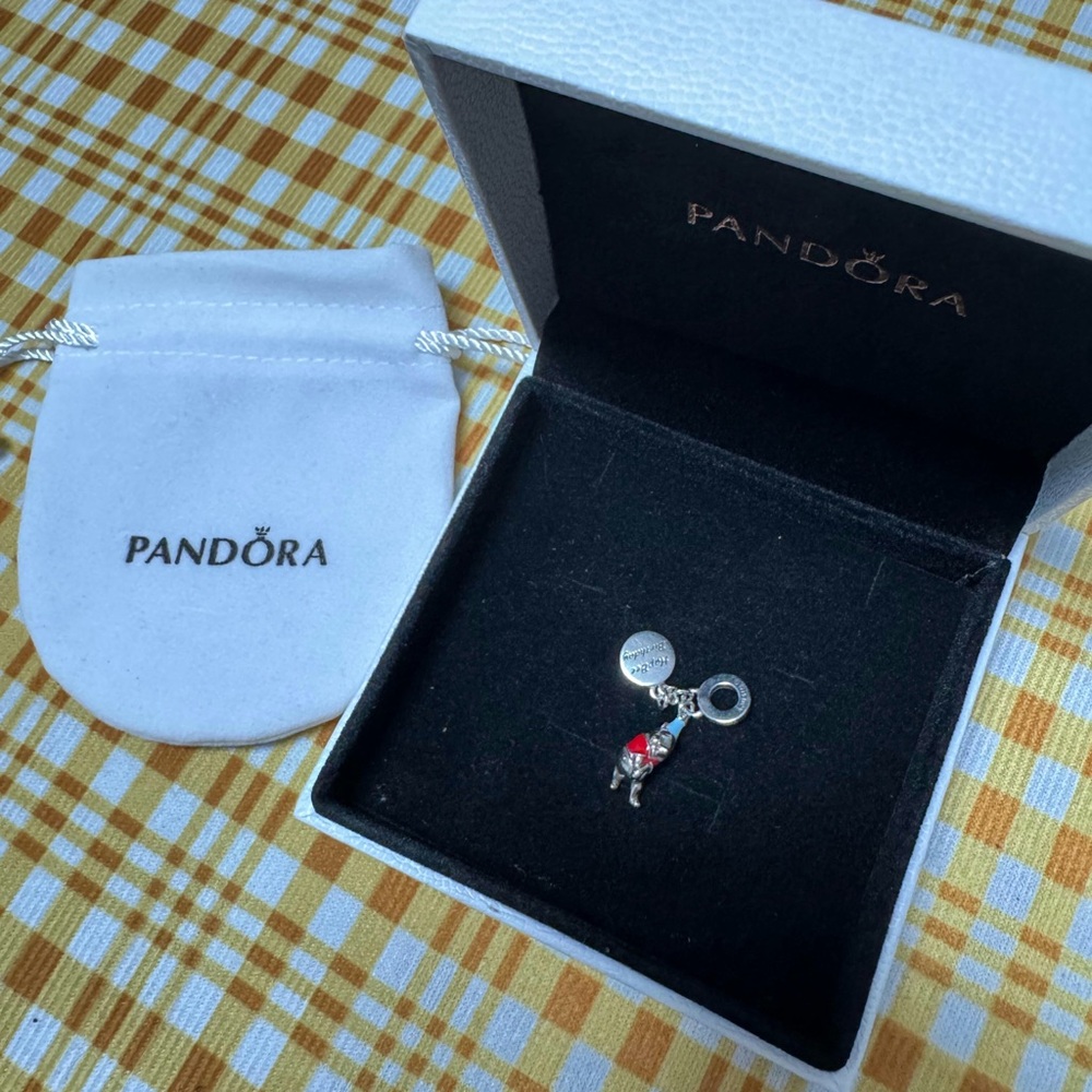 Pandora Silver Charm with Red Detail
